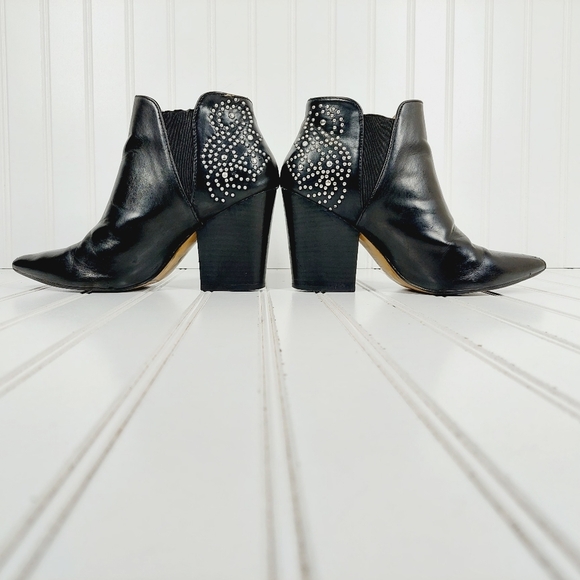 Report Mahogany Block Heel Pointy Toe Studded Ankle Boots E3 - Picture 7 of 13